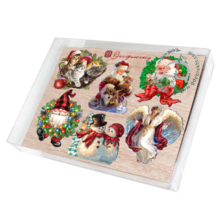 Santa and Friends Decorative Eco Wood Magnets Set of 6 by D. Gelsinger - Christmas Decor - 8090134G-S6
