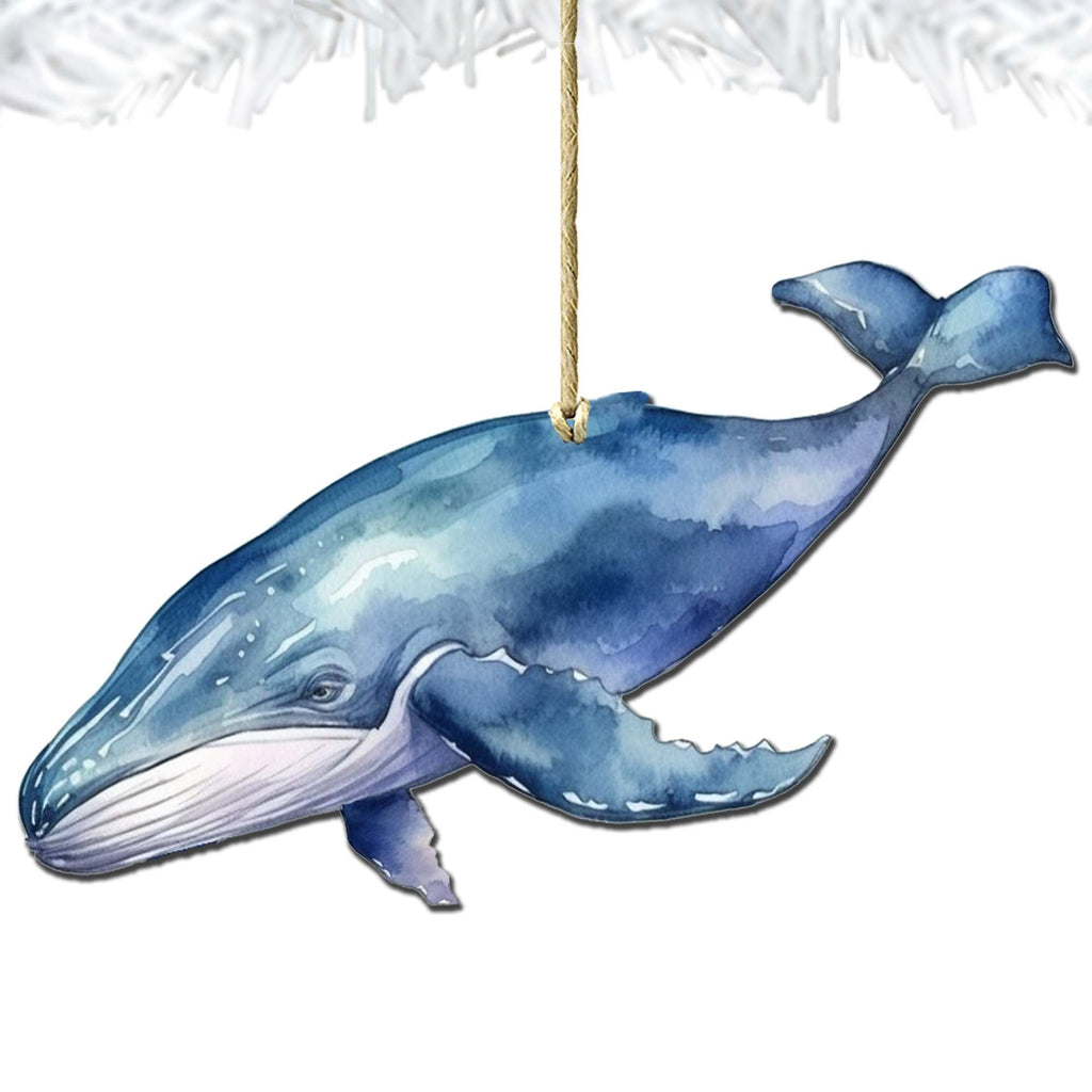 Blue Humpback Whale Wooden Ornaments by G.Debrekht - Wildlife Holiday Decor - 8710103-1