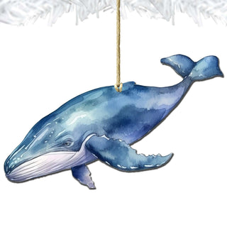 Blue Humpback Whale Wooden Ornaments by G.Debrekht - Wildlife Holiday Decor - 8710103-1