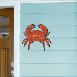 Crab Coastal Wooden Personalized House Number Sign - Coastal Sea-Life Decor - Handcrafted Wooden Handcrafted Wooden Address Sign - MA98511
