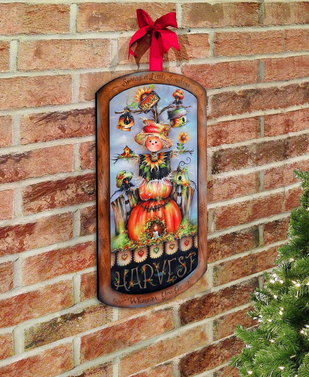 Harvest Pumpkin Scarecrow Holiday Door Decor by Jamie Mills-Price - Thanksgiving Decor - 8611075H-MP