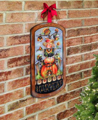 Harvest Pumpkin Scarecrow Holiday Door Decor by Jamie Mills-Price - Thanksgiving Decor - 8611075H-MP