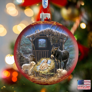 Born in A Stable Glass Ornament by D. Gelsinger - Nativity Holiday Decor - 71157-1726