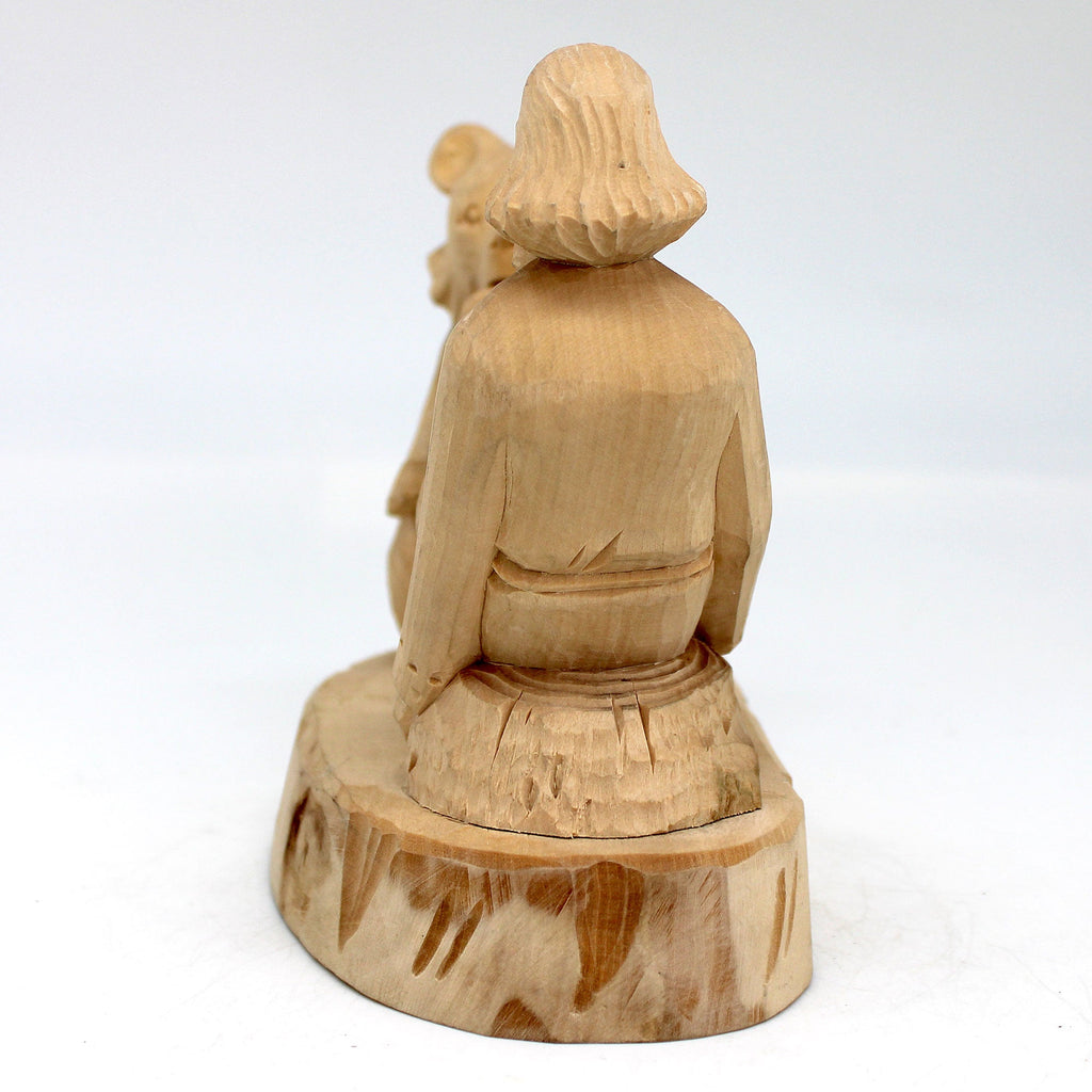 One-of-a-Kind The Man and the Bear Wood Carved Figurine 7x5.5