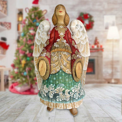Guardian Angel Hand-Painted WOODCARVED Masterpiece by G. DeBrekht - Nativity Holiday Decor - L25119