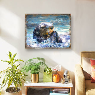 Otter Wooden Coastal Wall Art by Nature Wonders - Coastal Sea-Life Decor - 95239B