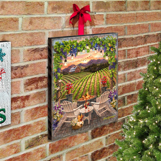 Wine at Sunset Block Wall Art by D. Gelsinger - Family Love Decor - 95684B-DG