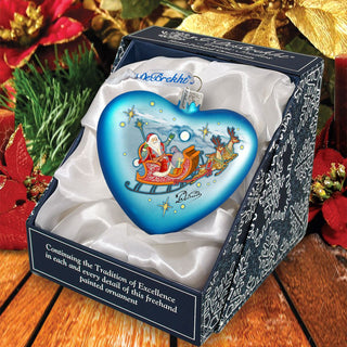 Santa on His Way Glass Ornament by G. DeBrekht - Christmas Santa Snowman Decor - 753-005