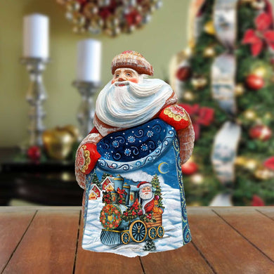 Santa Express Santa Hand-Painted WOODCARVED Masterpiece by G. DeBrekht - Christmas Decor - 8203011 *** PRE-ORDER - Handmade Just for You! ***