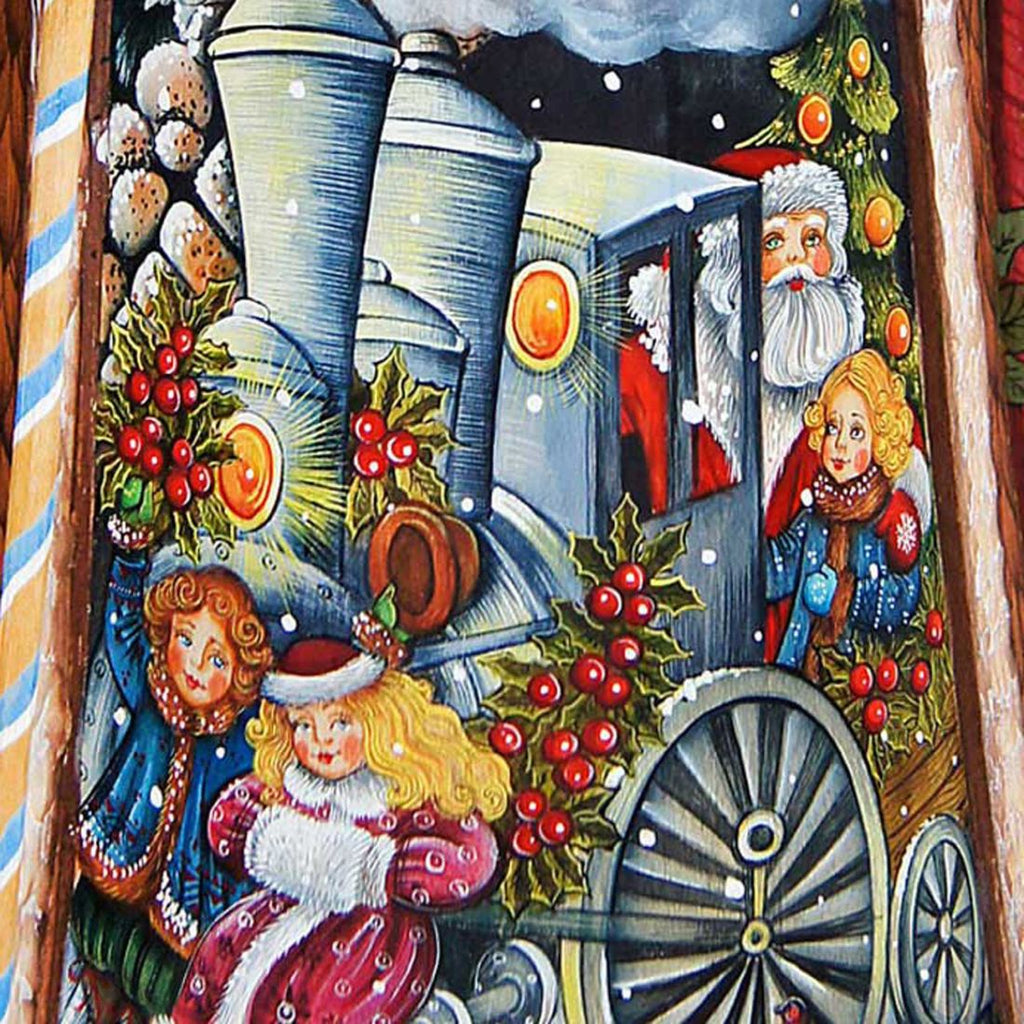 Train Ride Santa Hand-Painted WOODCARVED Masterpiece by G. DeBrekht - Christmas Decor - 215632