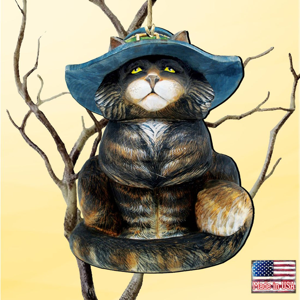 Cat in Hat Wooden Ornaments by G. DeBrekht - Thanksgiving Halloween Decor - 8158411