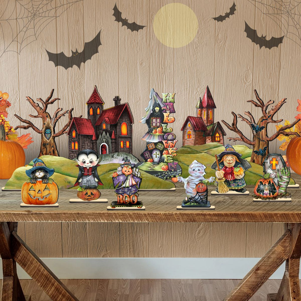 Halloween Village Set 14 by G. DeBrekht - Thanksgiving Halloween Decor - 852740-S14
