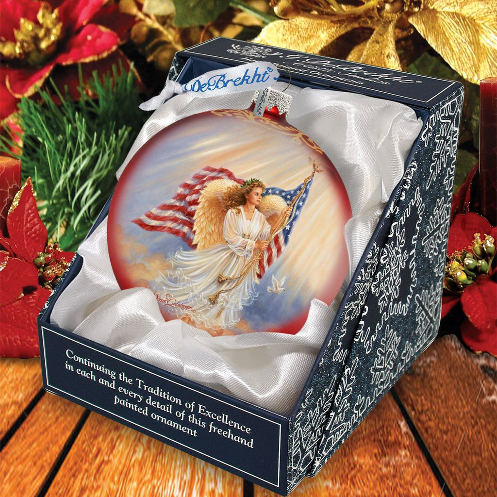American Angel Glass Ornament by D. Gelsinger - American Christmas Decor - 71103-0107