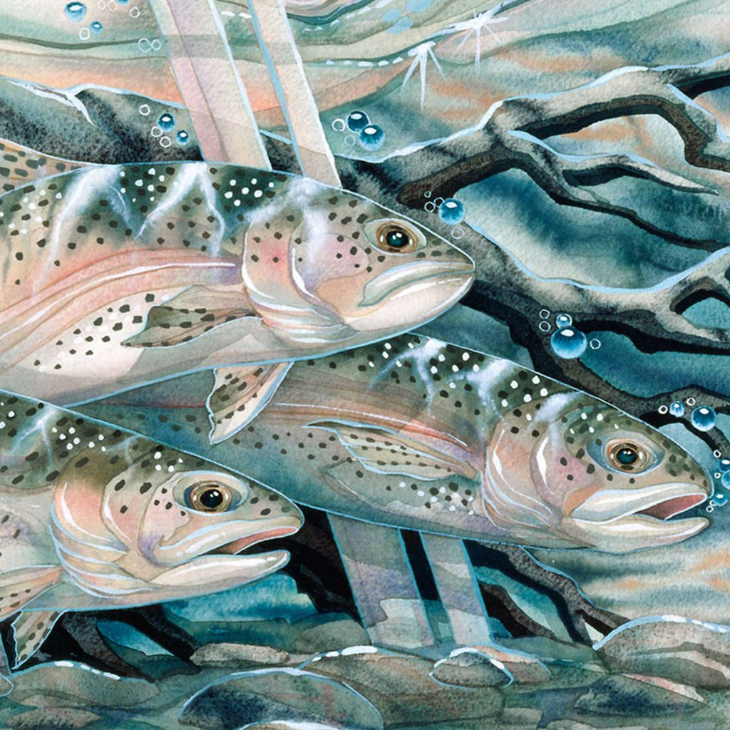 Catch the Rainbow Trout Wooden Wall Art by J. Bergsma - Nature Wildlife Decor - 85922674B-JB