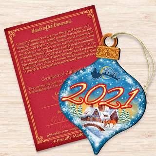 Dated Christmas Train Wooden Ornaments by G. DeBrekht - Christmas Santa Snowman Decor - 8112182-D