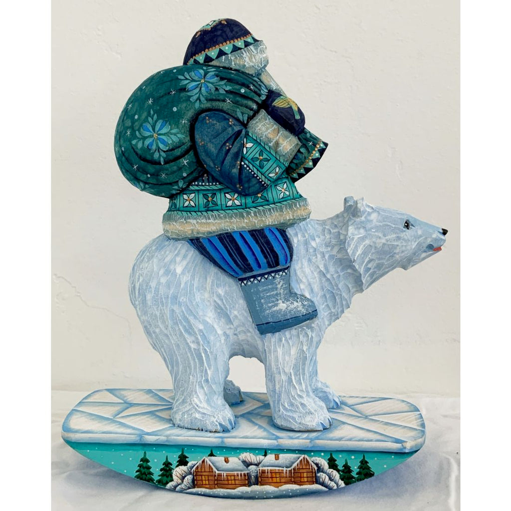 Polar Bear Santa Hand-Painted WOODCARVED Masterpiece by G. DeBrekht - Wildlife Holiday Decor - 820024 *** PRE-ORDER - Handmade Just for You! ***