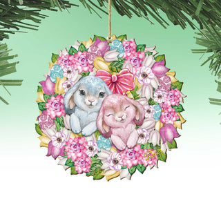Bunny Love Wreath Wooden Ornaments by G.DeBrekht - Easter Spring Decor - 8185301-4