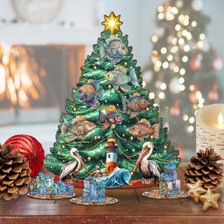 Coastal Christmas Tree Eco Wood Set by G.DeBrekht Christmas Decor - 8091514