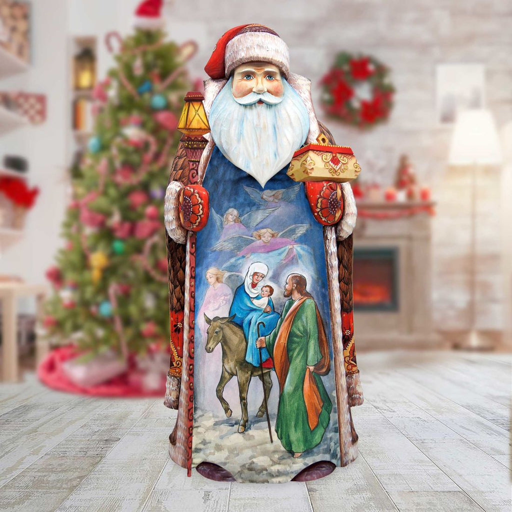 Santa and the Guardian Angels Hand-Painted WOODCARVED Masterpiece by G. DeBrekht - Nativity Holiday Decor - 215861