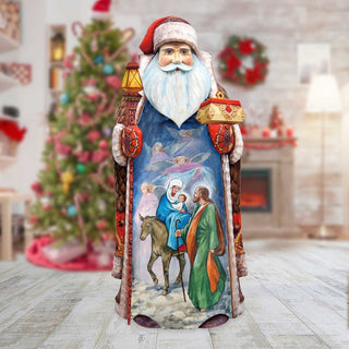 Santa and the Guardian Angels Hand-Painted WOODCARVED Masterpiece by G. DeBrekht - Nativity Holiday Decor - 215861