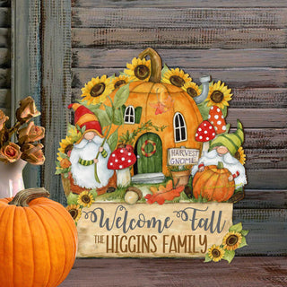 Fall Decor Personalized Harvest Welcome Sign with Last Name Cornucopia Door Decor Handmade Gift Autumn Porch Decor by Susan Winget - Thanksgiving Decor Item 8471209HC-SW