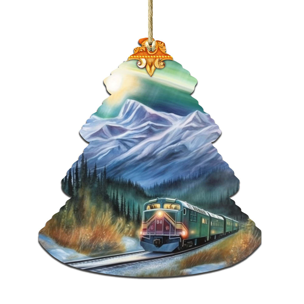 Arctic Aurora Express Tree Wooden Ornaments by G.Debrekht - Wildlife Holiday Decor - 870001