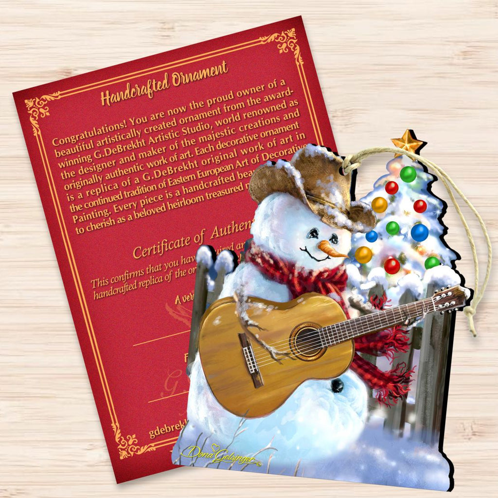 Guitar Rocker Snowman Wooden Ornaments by Gelsinger - Christmas Santa Snowman Decor - 8121120-1531