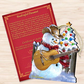 Guitar Rocker Snowman Wooden Ornaments by Gelsinger - Christmas Santa Snowman Decor - 8121120-1531