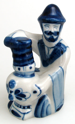 Man with Samovar Gzhel Hand-Painted Fine Porcelain Figurine by G DeBrekht
