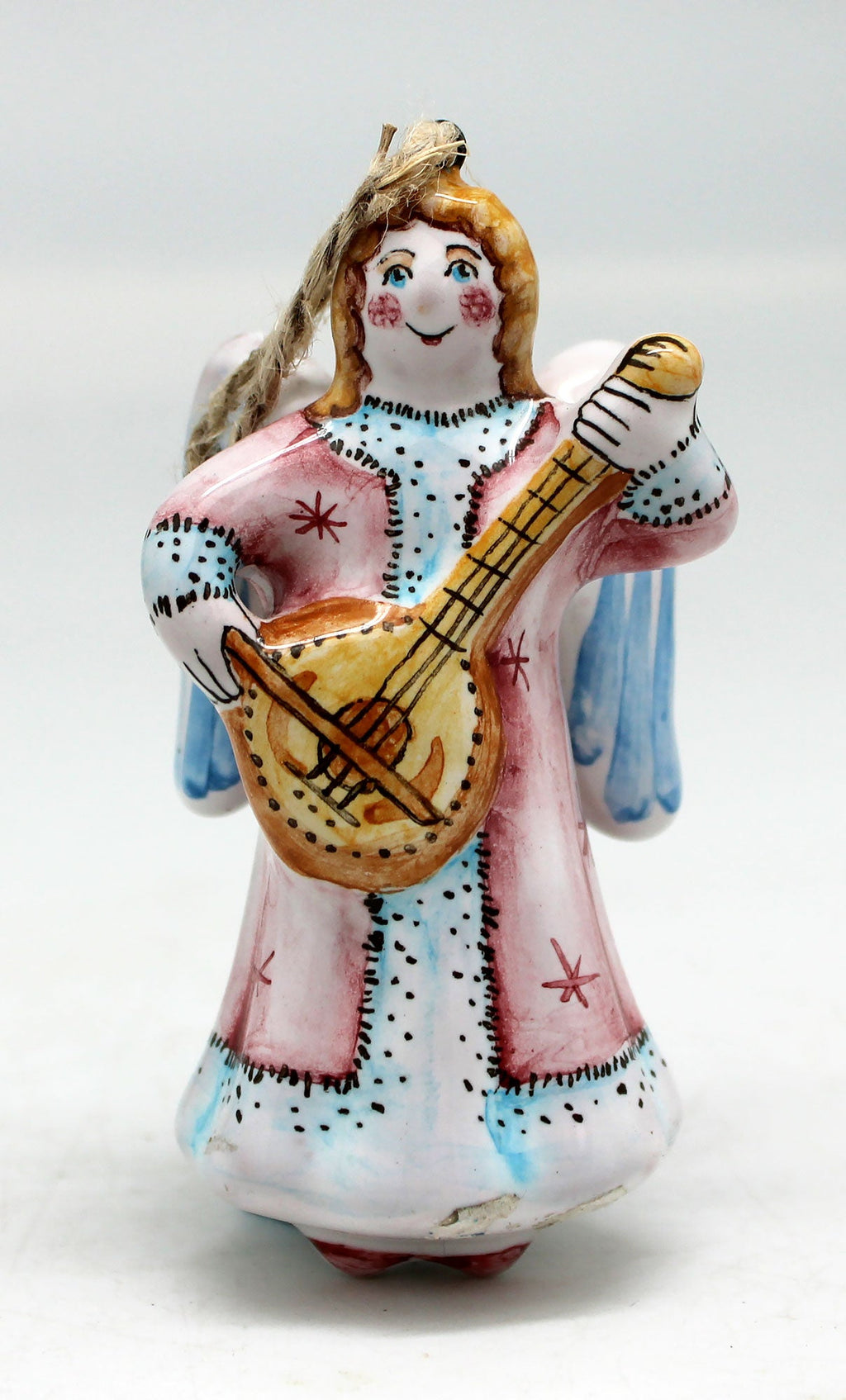 Music Angel Unique Hand Painted Porcelain Holiday Ornament 3