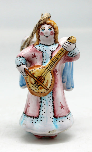 Music Angel Unique Hand Painted Porcelain Holiday Ornament 3