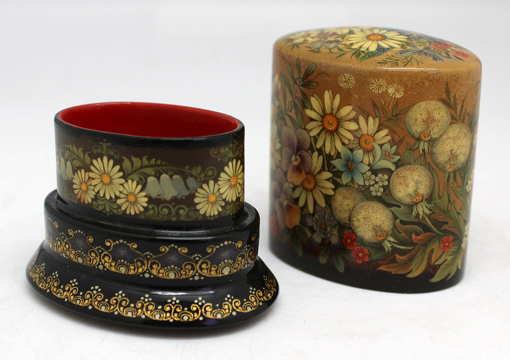 Handpainted One-of-a-Kind Papier Mache Lacquered Miniature Box 3 x 2 x 3.5