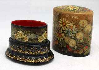 Handpainted One-of-a-Kind Papier Mache Lacquered Miniature Box 3 x 2 x 3.5