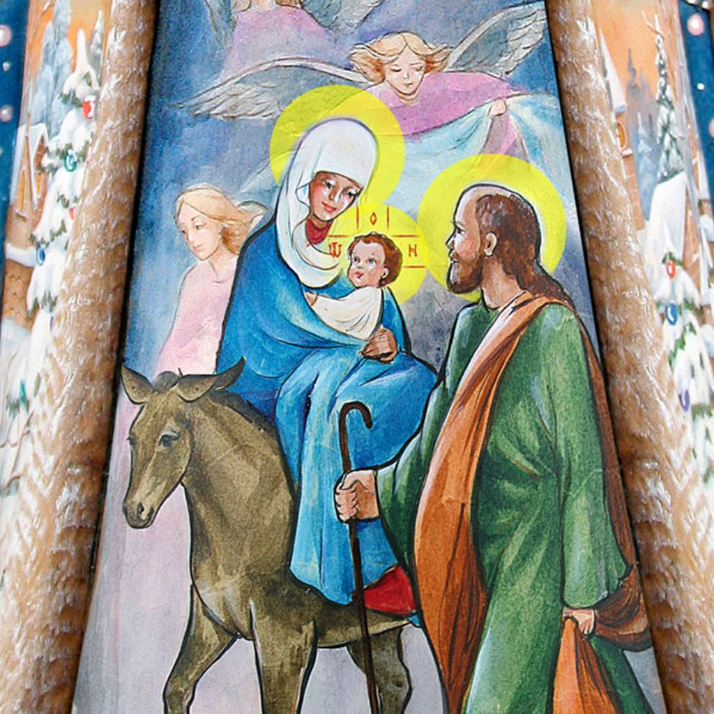 Santa and the Guardian Angels Christmas Outdoor Scene by G. DeBrekht - Christmas Santa Snowman Decor - 811832F