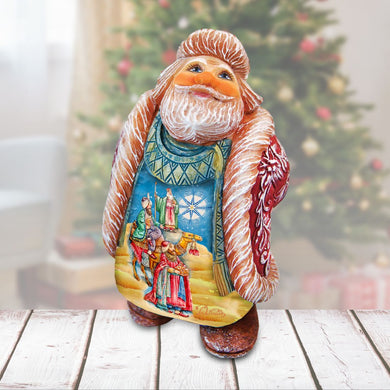 Three Kings Santa Handcrafted Christmas Figurine - G. DeBrekht - Christmas Santa Snowman Decor - 534524