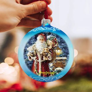 Silent Night Santa Glass Ornament by D. Gelsinger - Christmas Santa Snowman Decor - 71111-1315