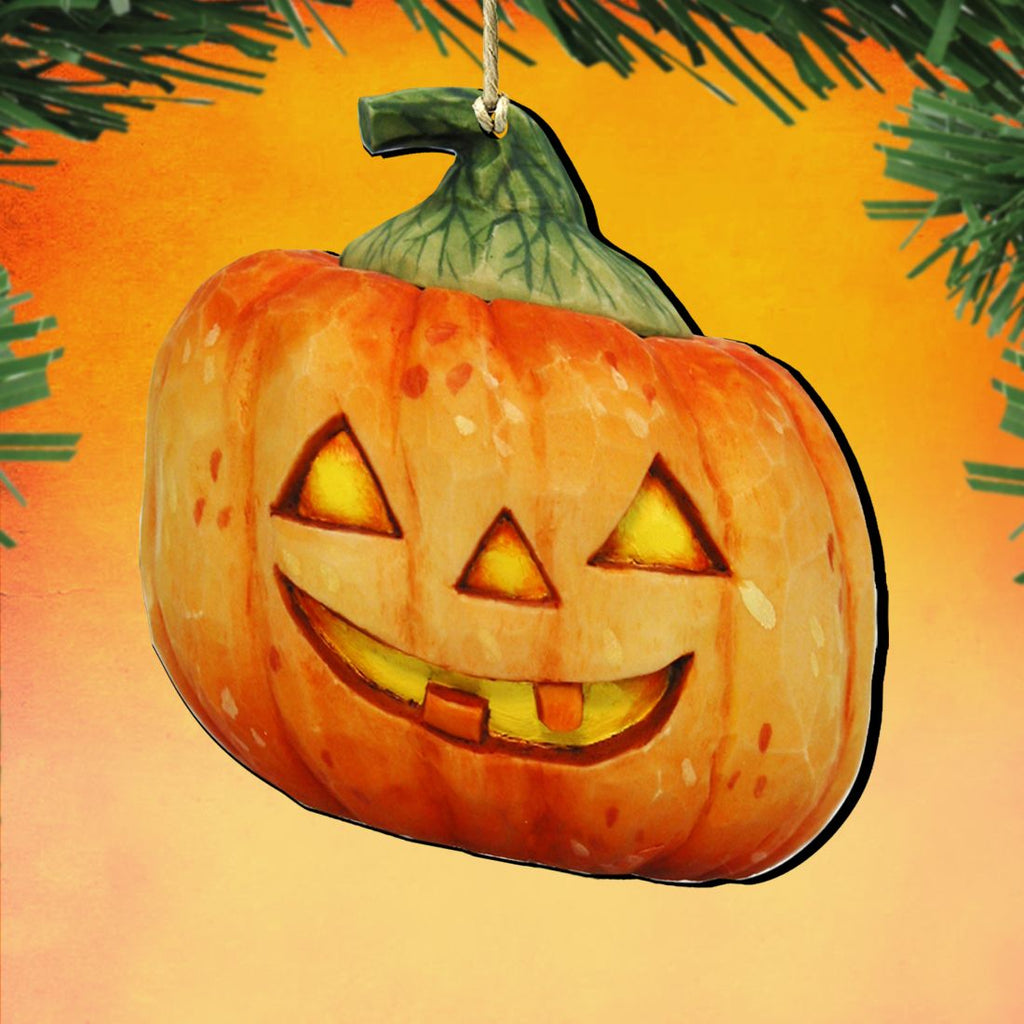 Halloween Pumpkin Wooden Ornaments by G. DeBrekht - Thanksgiving Halloween Decor - 8158414