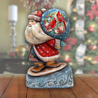 Red Cardinals Sack Santa Hand-Painted WOODCARVED Masterpiece by G. DeBrekht - Christmas Decor - 8204017 *** PRE-ORDER - Handmade Just for You! ***