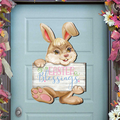 Easter Blessing Bunny Wooden Door Hanger by G. DeBrekht - Easter Spring Decor - 815433-3H