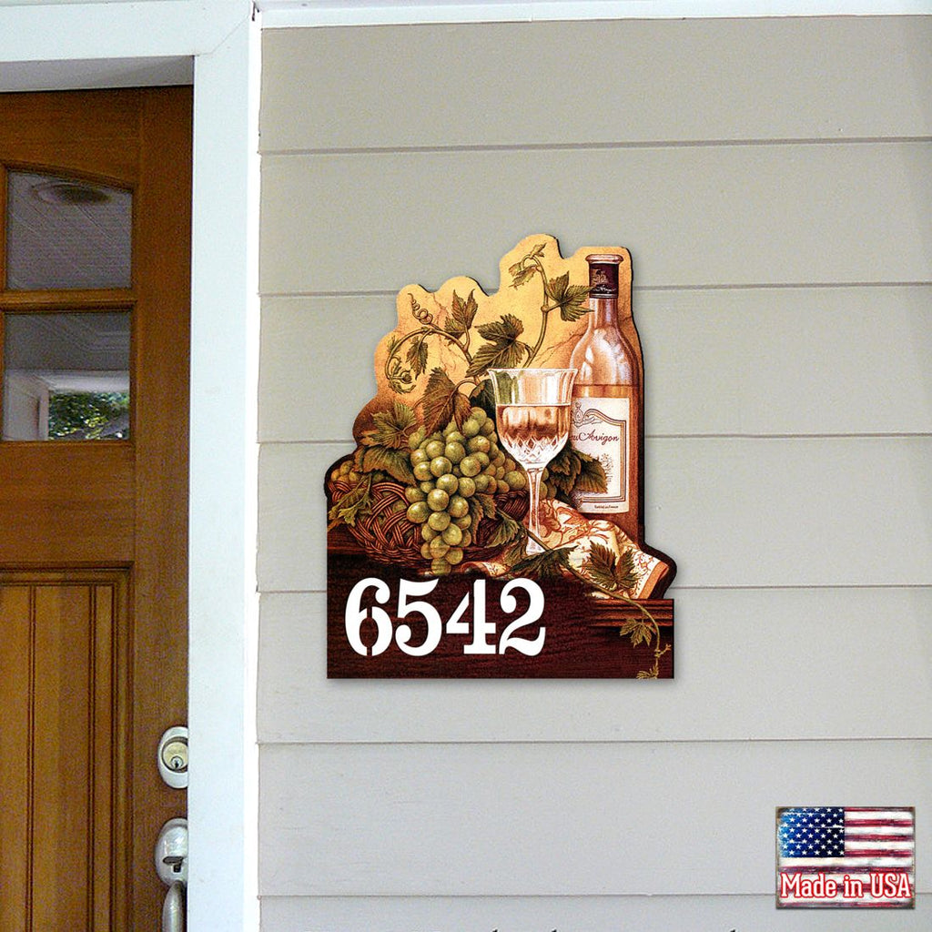 Vine Lovers Wooden Custom House Number Sign by G. DeBrekht - Love Family Kids Decor - Handcrafted Wooden Handcrafted Wooden Handcrafted Wooden Handcrafted Wooden Address Sign - MA95349