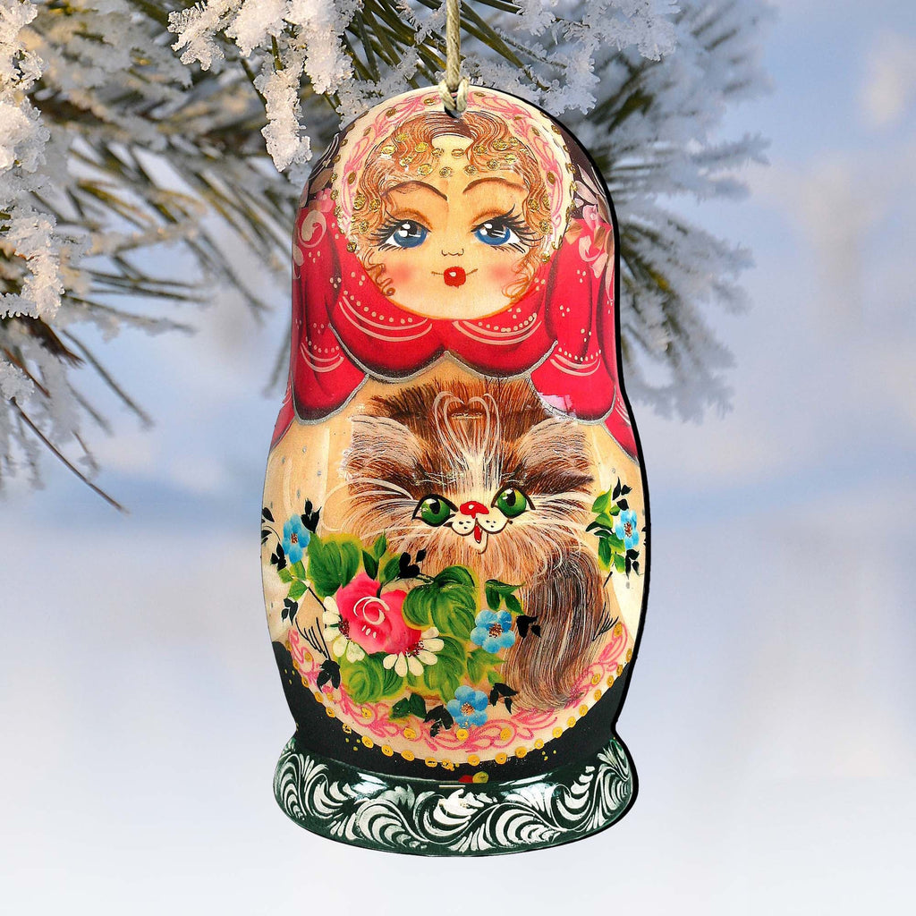 Nesting Doll Wooden Ornaments by G. DeBrekht - Christmas Santa Snowman Decor - 8115059