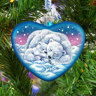 Motherly Love Bears Glass Ornament by G. DeBrekht - Wildlife Holiday Decor - 753-008