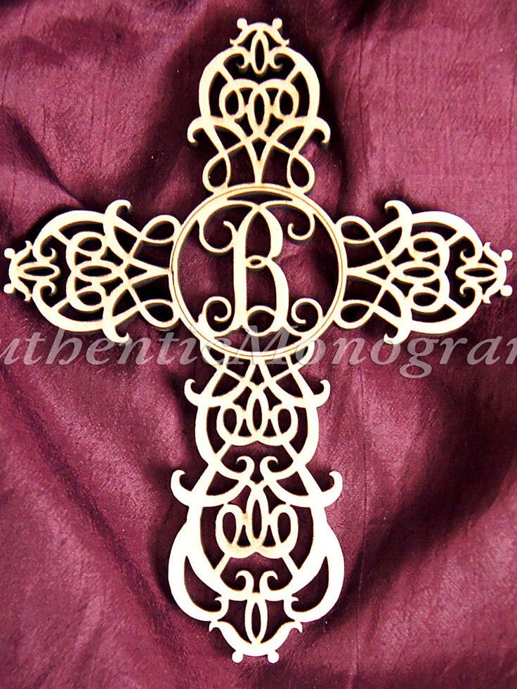 Wall cross - Wooden Cross Wall Decor - Single Letter Monogram Cross - Custom Cross - Wooden Cross - Religious Gift, Wedding Gift