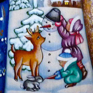 Playing Snowman Santa Hand-Painted WOODCARVED Masterpiece by G. DeBrekht - Christmas Santa Snowman Decor - 8215948