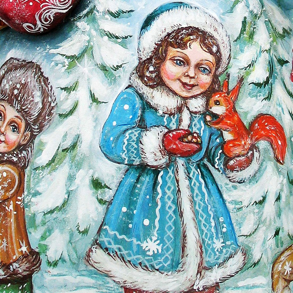 Mrs. Showgirl with Santa Hand-Painted WOODCARVED Masterpiece by G. DeBrekht - Christmas Santa Snowman Decor - 2821584 *** PRE-ORDER - Handmade Just for You! ***
