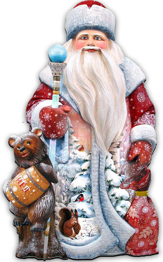 Santa and a Honey Bear Door Decor by G. DeBrekht - Christmas Santa Snowman Decor - 8128811H