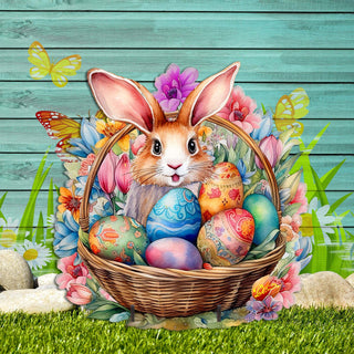 Bunny in a Basket Easter Yard Sign by G. DeBrekht - Easter Spring Decor - 8652764F