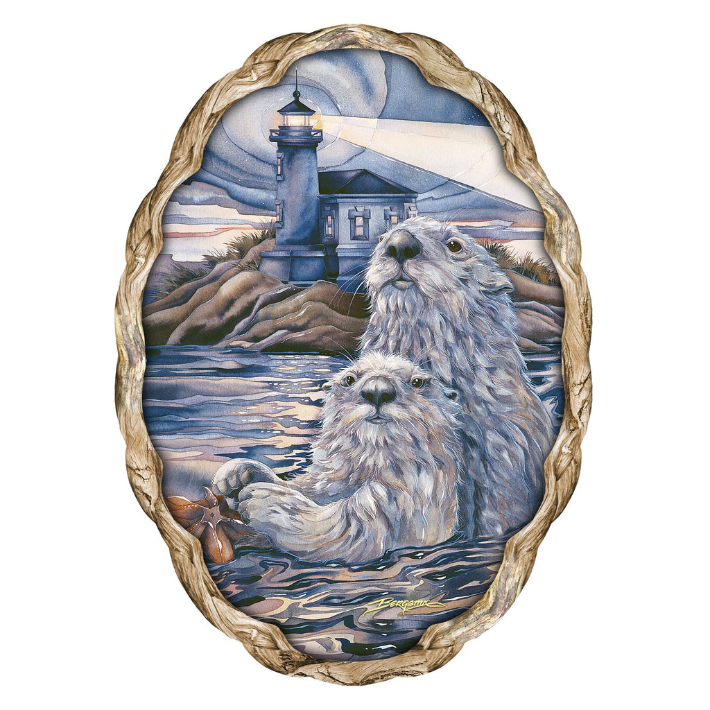 Starlight Otter Lighthouse Wall Hanger by J. Bergsma - Coastal Sea-Life Decor - 8591572W-JB
