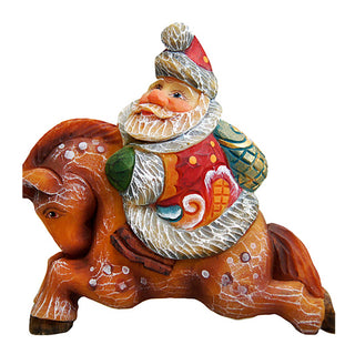 Santa On Pony Sculpted Hand-Painted Christmas Ornament by G. DeBrekht - Christmas Santa Snowman Decor - 63123