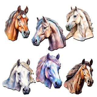 Horses Decorative Eco Wood Magnets Set of 6 by G. Debrekht - Wildlife Decor - 8090039G-S6